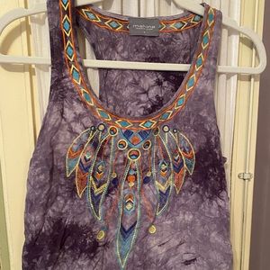 Mahina embroidered tie dye tank top